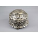 An Indian Circular White Metal Box