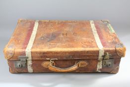 A Large Vintage Leather Suitcase