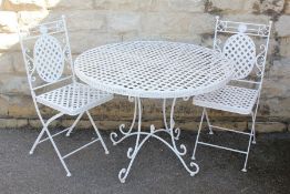 White Painted Metal Four Chair Garden Set