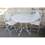 White Painted Metal Four Chair Garden Set