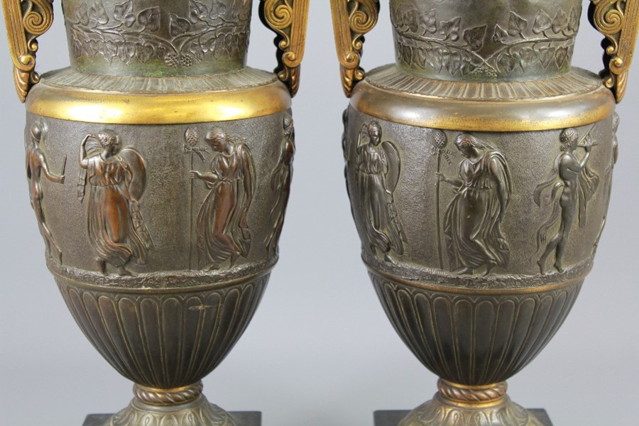 A Pair of Bronze Urns - Image 2 of 4