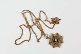 A 9ct Gold Chain and Spider's Web Pendant