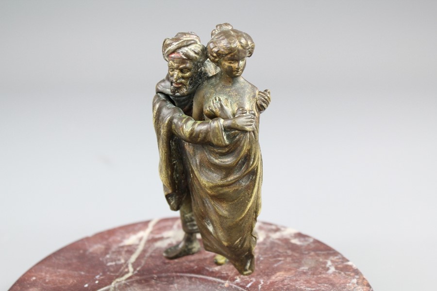 Early 20th Century Franz Bergman Bronze and Marble Ashtray - Image 4 of 4