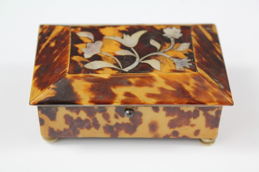 A Victorian Tortoiseshell and Mother of Pearl Trinket Box