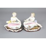 A Pair of 19th Century Meissen Figural Sweetmeat Dishes