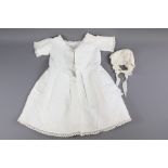 A Victorian Hand-embroidered Christening Robe and Bonnet