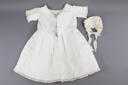 A Victorian Hand-embroidered Christening Robe and Bonnet