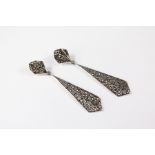 A Pair of Silver and Marcasite Art Deco-Style Earrings