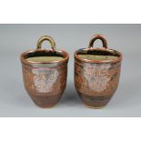 Two Winchcombe Pottery Flower Show Commemorative Wall Pots