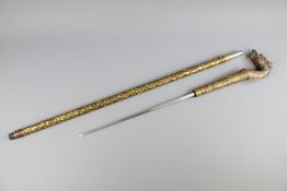 Antique Chinese Brass Sword Stick