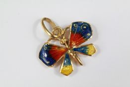 An 18ct Yellow Gold Enamel Butterfly