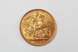 An Edward VII Solid Gold Full Sovereign dated 1908
