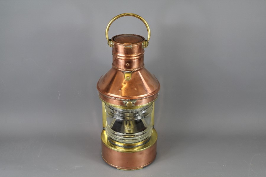 Antique Copper and Brass Ship's Lantern