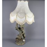 A Figural Plaster Table Lamp
