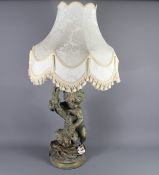 A Figural Plaster Table Lamp