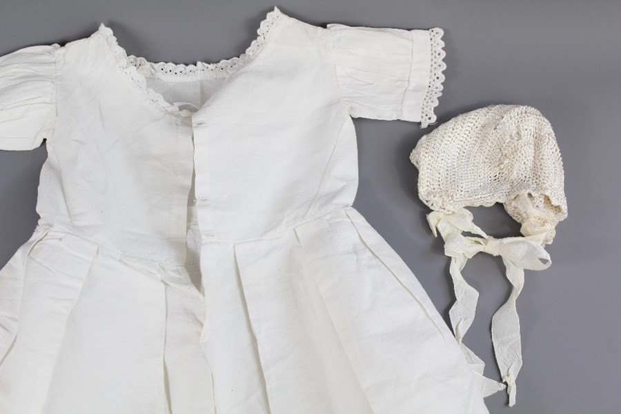 A Victorian Hand-embroidered Christening Robe and Bonnet - Image 2 of 2