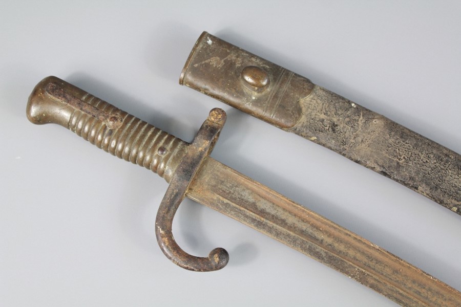 A Brass-Hilt 'Yatagan' Bayonet for the 1853 Enfield Rifle Musket - Image 4 of 4