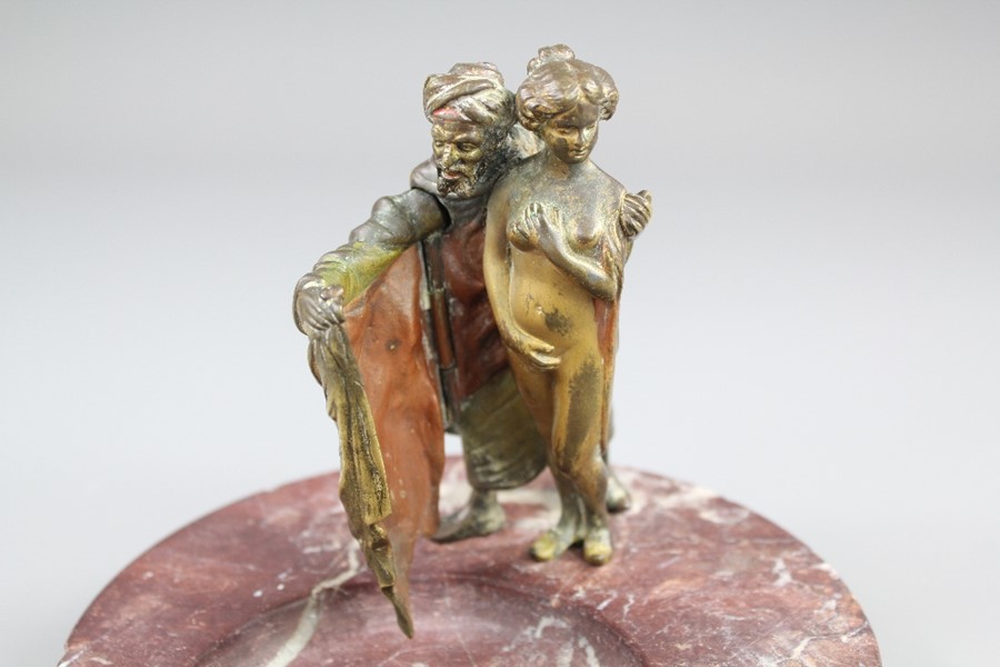 Early 20th Century Franz Bergman Bronze and Marble Ashtray - Image 3 of 4