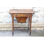 An Edwardian Inlaid Rosewood Work Table