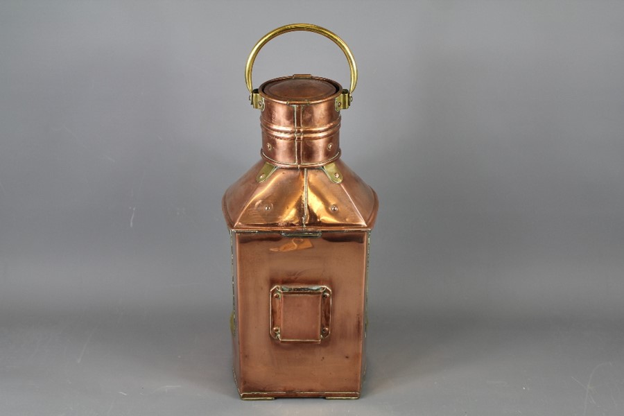 Antique Copper and Brass Ship's Lantern - Image 4 of 4