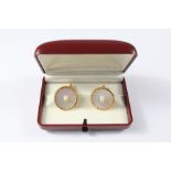 A Pair of 21ct Gold, Pearl and Mother-of-Pearl Cuff Links