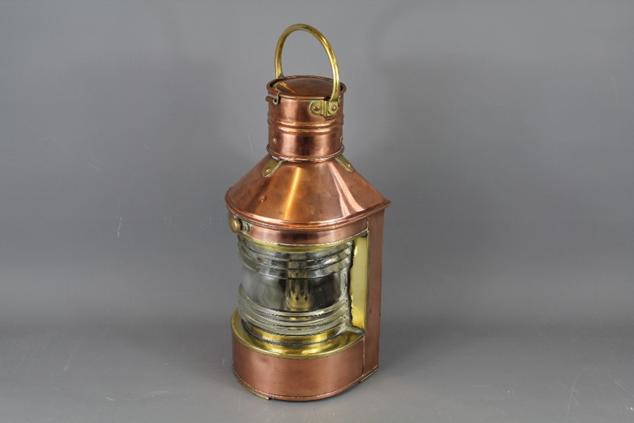 Antique Copper and Brass Ship's Lantern - Image 2 of 4