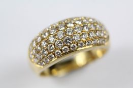 An 18ct Yellow Gold Pave Set Diamond Ring