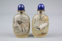 A Pair of Chinese Inside-Painted Scent Bottles