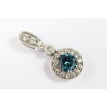 A 14ct White Gold Blue Diamond Drop Pendant