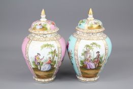 Two 19th Century Dresden Jars and Covers