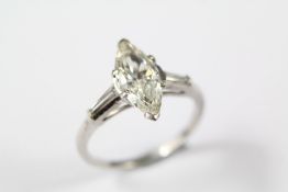 A Lady's Marquise-Cut Solitaire Diamond Ring