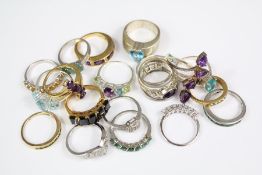 Twenty Silver Mounted and Semi-Precious Stone Rings