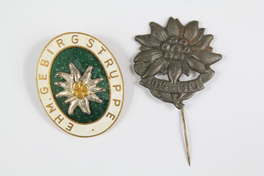 A German Silver Mountain Troops War Era Edelweiss Badge