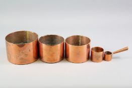 Five Scottish Copper Armory Gun-powder Measures