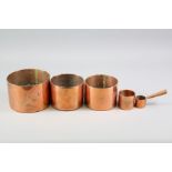 Five Scottish Copper Armory Gun-powder Measures