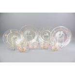 Four Delicate Venetian Hand Blown Dessert Bowls and Plates