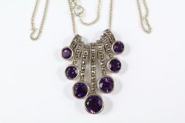 A Vintage Silver and Amethyst Necklace