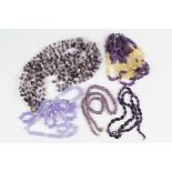 Purple Quartz Amethyst and Glass Bead Necklaces