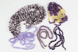 Purple Quartz Amethyst and Glass Bead Necklaces