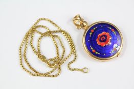 An 18ct Yellow Gold and Enamel Locket Pendant