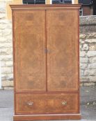 A Bespoke Walnut and Mahogany Inlaid Wardrobe