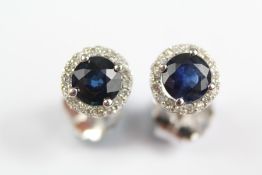A Pair of 18ct White Gold Sapphire Earrings