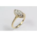 An 18ct Yellow Gold Marquise-Style Diamond Cluster Ring