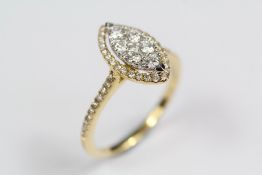 An 18ct Yellow Gold Marquise-Style Diamond Cluster Ring
