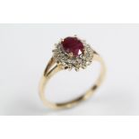 A Vintage 9ct Ruby and Diamond Ring