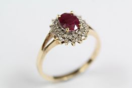 A Vintage 9ct Ruby and Diamond Ring