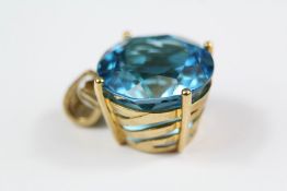 9ct Yellow Gold Blue Stone Pendant