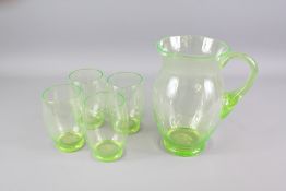 Green Glass Uranium Jug and Tumblers