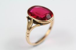 Antique 18ct Rose Gold Red Stone Ring