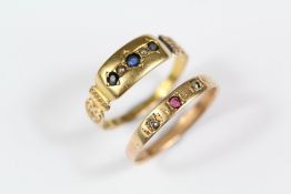 Antique Yellow Gold Ruby and Rose Cut Diamond Ring